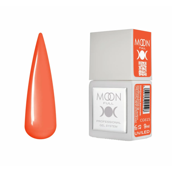 Гель-лак Moon Full Gel Polish Color №CG615, коралово-оранжевий, 9 мл