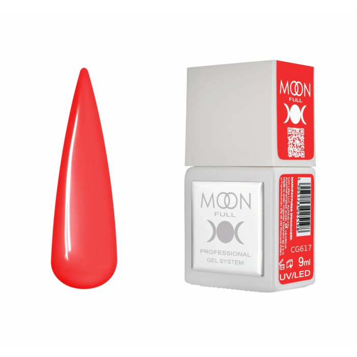 Гель-лак Moon Full Gel Polish Color №CG617, червоний, 9 мл