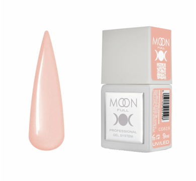 Гель-лак Moon Full Gel Polish Color №CG619, пудровый розово-персиковый с микрошиммером, 9 мл
