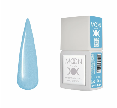 Гель-лак Moon Full Gel Polish Color №CG630, блакитний з мікрошиммером, 9 мл