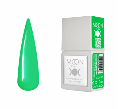 Гель-лак Moon Full Gel Polish Color №CG633, неоновый зелёный, 9 мл