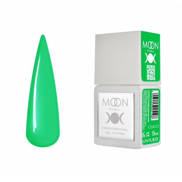 Гель-лак Moon Full Gel Polish Color №CG633, неоновий зелений, 9 мл