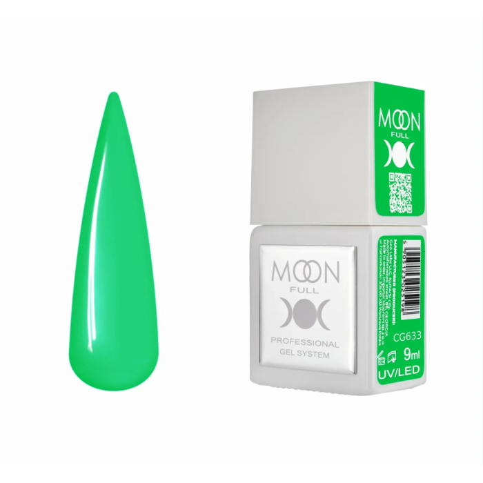 Гель-лак Moon Full Gel Polish Color №CG633, неоновий зелений, 9 мл