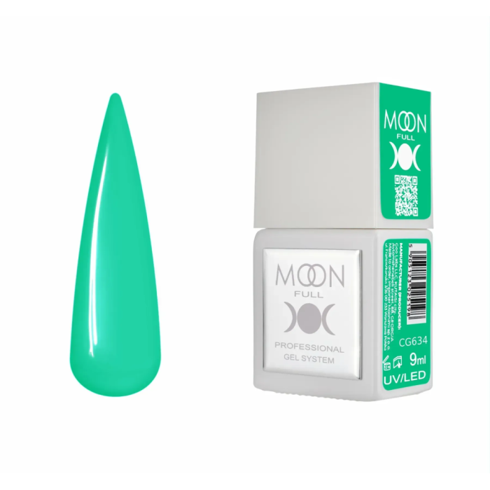 Гель-лак Moon Full Gel Polish Color №CG634, м'ятно-зелений, 9 мл