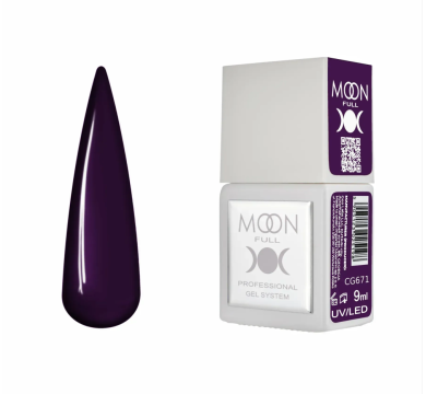 Гель-лак Moon Full Gel Polish Color №CG671, глибокий темний баклажан, 9 мл