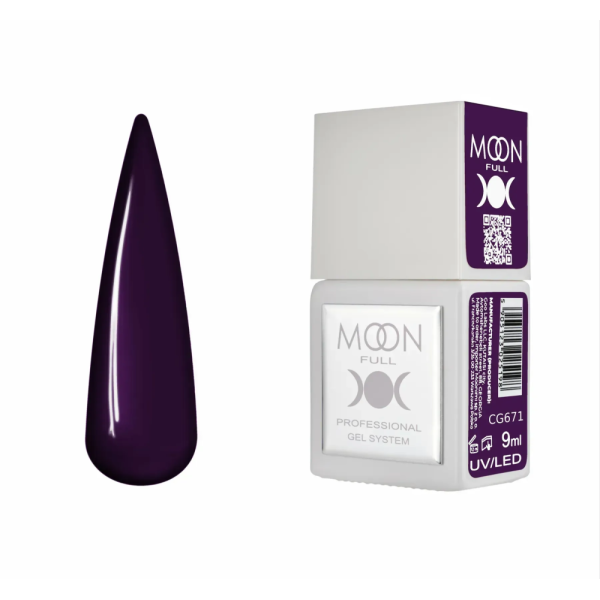 Гель-лак Moon Full Gel Polish Color №CG671, глибокий темний баклажан, 9 мл