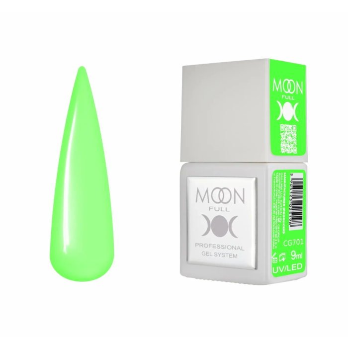 Гель-лак Moon Full Gel Polish Color №CG701, светлый салатовый, 9 мл
