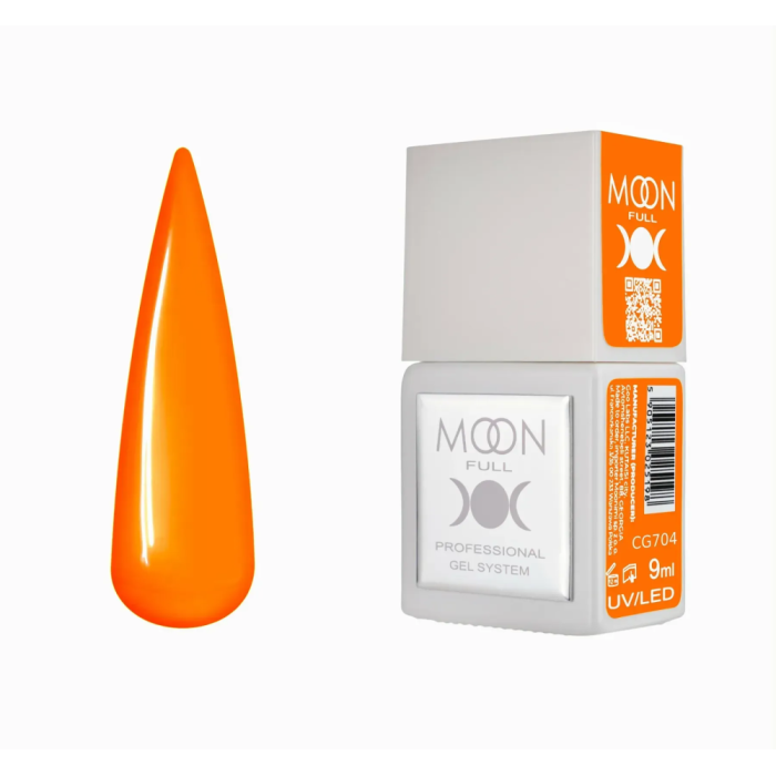 Гель-лак Moon Full Gel Polish Color №CG704, яскравий оранжевий, 9 мл