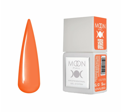 Гель-лак Moon Full Gel Polish Color №CG705, неоновый оранжевый, 9 мл