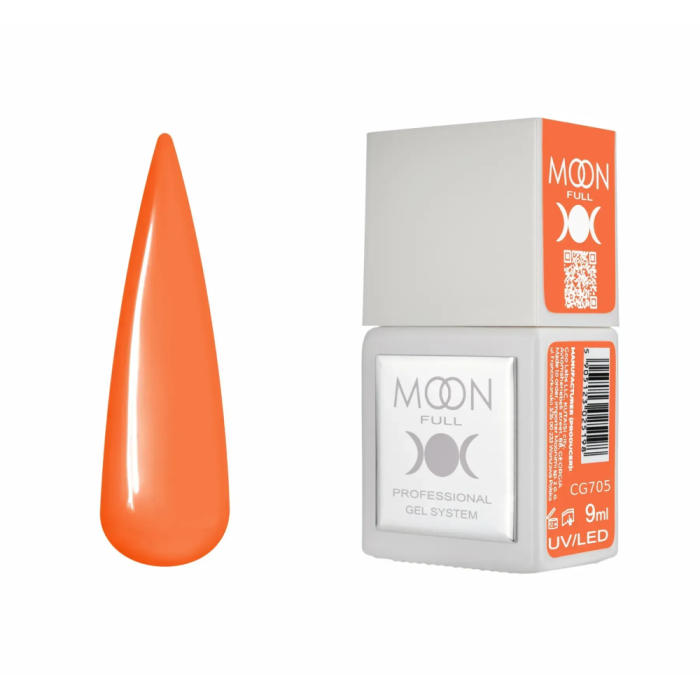 Гель-лак Moon Full Gel Polish Color №CG705, неоновий оранжевий, 9 мл