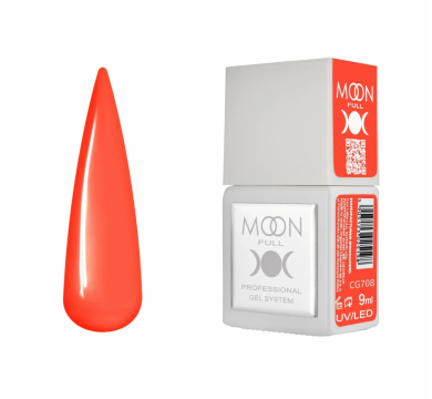 Гель-лак Moon Full Gel Polish Color №CG708, яскраво оранжевий, 9 мл