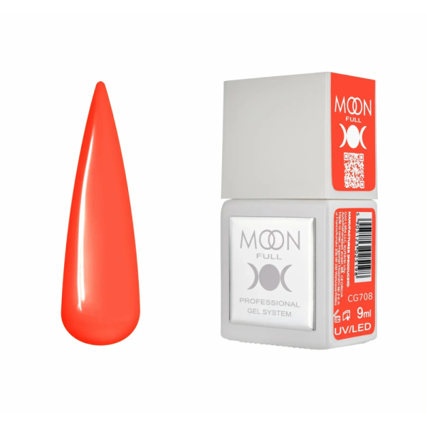 Гель-лак Moon Full Gel Polish Color №CG708, яскраво оранжевий, 9 мл