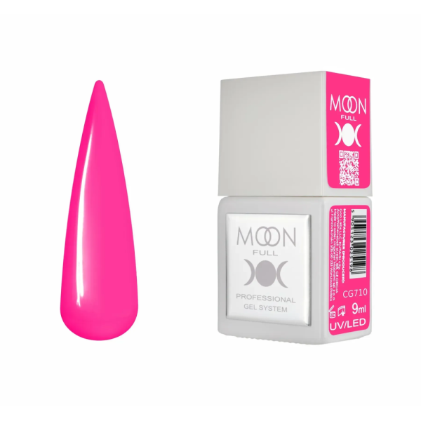 Гель-лак Moon Full Gel Polish Color №CG710, неонова фуксія, 9 мл