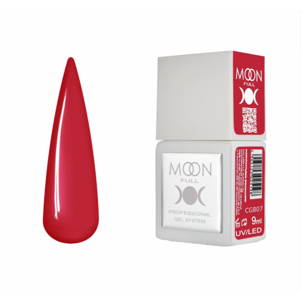 Гель-лак Moon Full Gel Polish Color №CG807, червоний, 9 мл