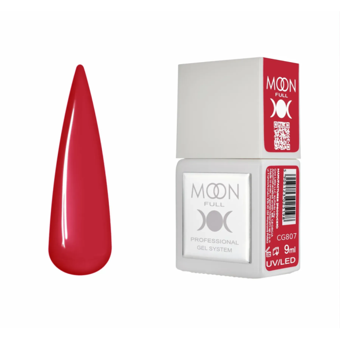 Гель-лак Moon Full Gel Polish Color №CG807, червоний, 9 мл