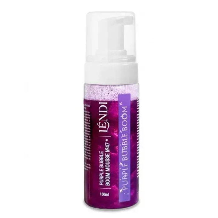 Пінка очищаюча для брів і вій Lendi Purple Bubble Boom, фіолетова з шиммером, 150 мл
