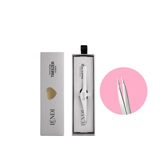 Пінцет для брів Lendi Moonlight Silver (Місячне Срібло), срібло, точковий