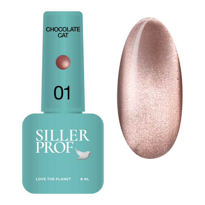 Гель-лак котяче око Siller Chocolate Сat №01, бежевий, 8 мл