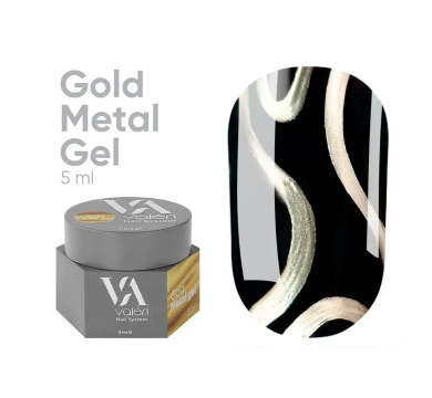 Гель-фарба металева Valeri Gold Metal Gel New, золота, 5 мл