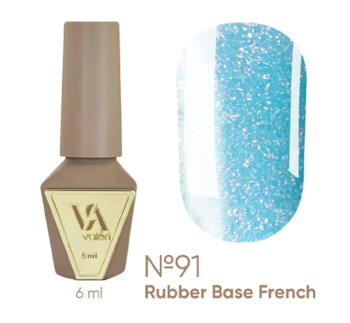 База камуфлирующая Valeri Rubber Base French New №091, голубая с шиммером, 6 мл