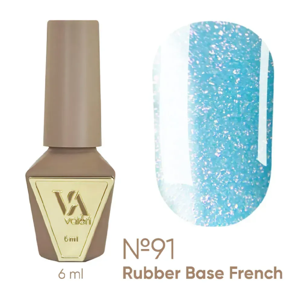 База камуфлююча Valeri Rubber Base French New №091, блакитна з шиммером, 6 мл