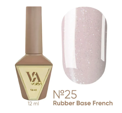 База камуфлююча Valeri Rubber Base French New №025, ніжно-рожева з мікрошиммером, 12 мл