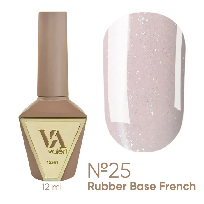 База камуфлююча Valeri Rubber Base French New №025, ніжно-рожева з мікрошиммером, 12 мл