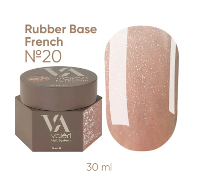 База камуфлююча Valeri Rubber Base French New №020, бежевий з шиммером, 30 мл