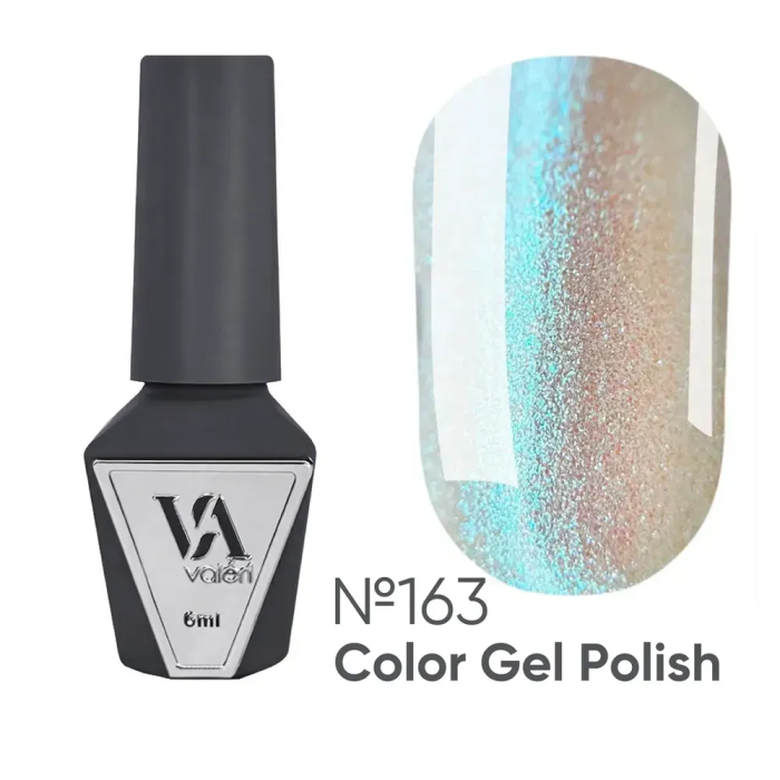 Гель-лак Valeri Color New №163, прозрачный с голубым оттенком шиммера, 6 мл