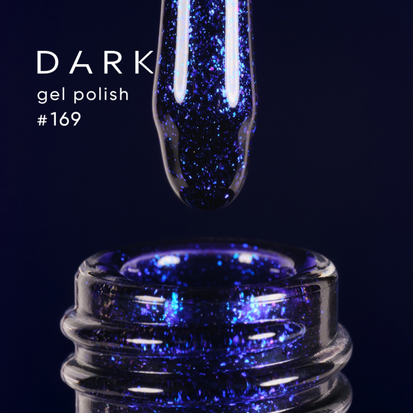Гель-лак DARK Gel Polish №169, синий с синими блестками, 6 мл