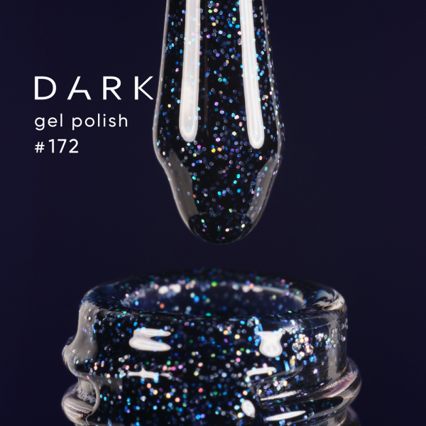 Гель-лак DARK Gel Polish №172, темно-синий с крупным шиммером, 6 мл