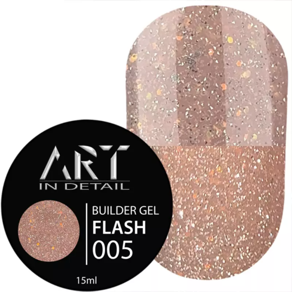 Гель для наращивания ART Builder Gel Flash №004, светоотражающий пудрово-розовый, 15 мл