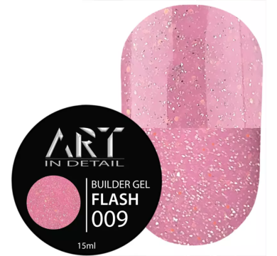 Гель для наращивания ART Builder Gel Flash №009, светоотражающий ярко-розовый, 15 мл