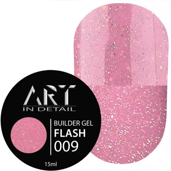 Гель для наращивания ART Builder Gel Flash №009, светоотражающий ярко-розовый, 15 мл
