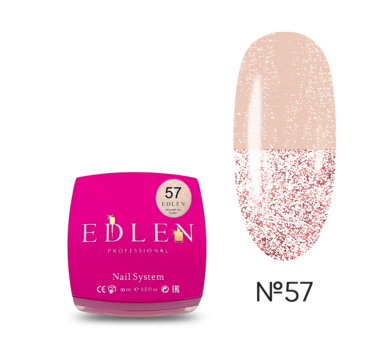 Гель для нарощування Edlen Builder Gel Flash №57, світловідбиваючий ніжно-бежевий, 30 мл