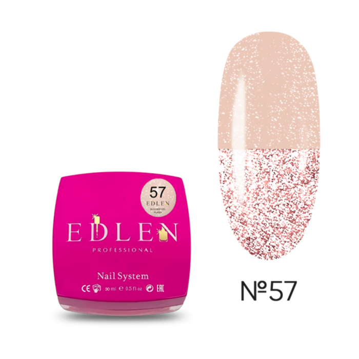 Гель для наращивания Edlen Builder Gel Flash №57, светоотражающий нежно-бежевый, 30 мл