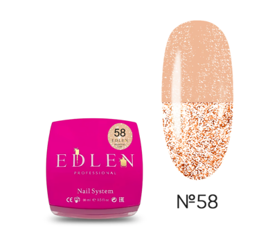 Гель для наращивания Edlen Builder Gel Flash №58, светоотражающий кремовый нюд, 30 мл
