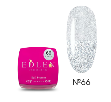 Гель для нарощування Edlen Builder Gel Flash №66, світловідбиваючий світло-сірий, 30 мл