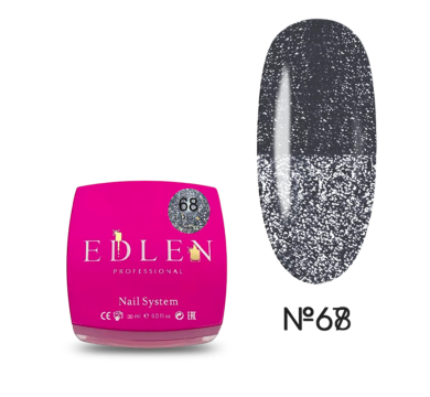 Гель для наращивания Edlen Builder Gel Flash №68, светоотражающий темно-серый, 30 мл