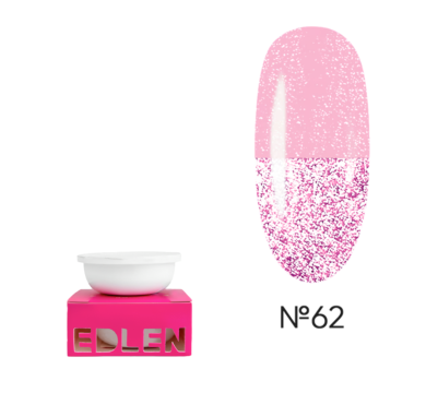 Змінний картридж Edlen Builder Gel Flash №62, світловідбиваючий яскраво-рожевий, 15 мл