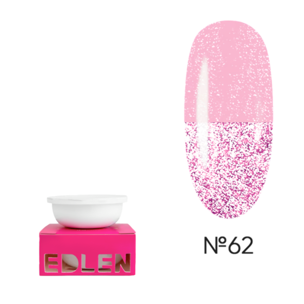 Сменный картридж Edlen Builder Gel Flash №62, светоотражающий ярко-розовый, 15 мл