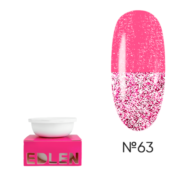 Змінний картридж Edlen Builder Gel Flash №63, світловідбиваючий малиновий, 15 мл
