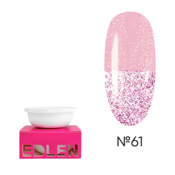 Змінний картридж Edlen Builder Gel Flash №61, світловідбиваючий рожевий, 30 мл