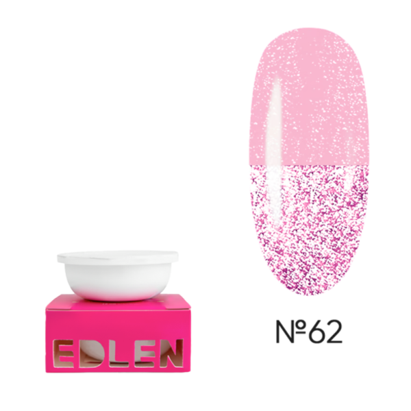 Змінний картридж Edlen Builder Gel Flash №62, світловідбиваючий яскраво-рожевий, 30 мл