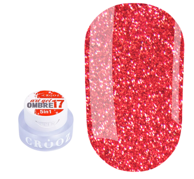 Гель-фарба Crooz 5в1 Art Gel Ombre №17, червоний шиммер, 3 мл