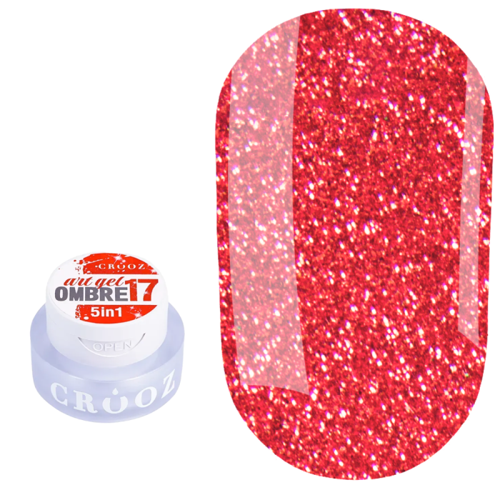 Гель-фарба Crooz 5в1 Art Gel Ombre №17, червоний шиммер, 3 мл