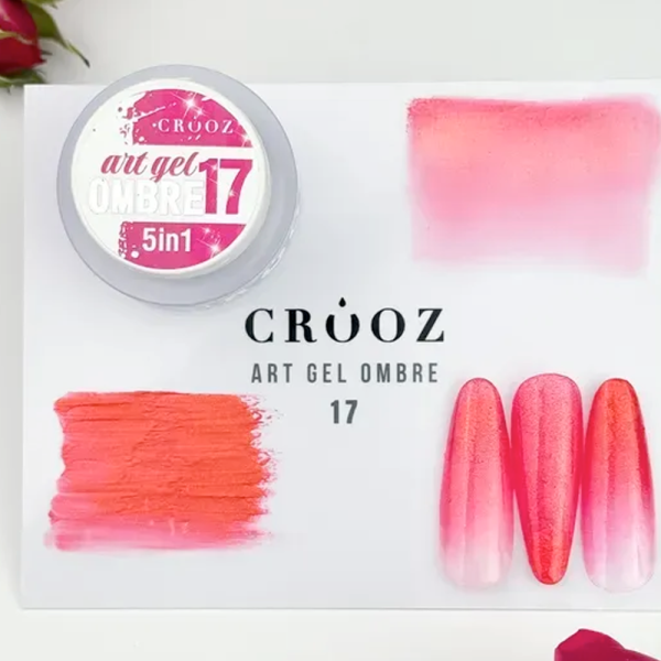 Гель-фарба Crooz 5в1 Art Gel Ombre №17, червоний шиммер, 3 мл