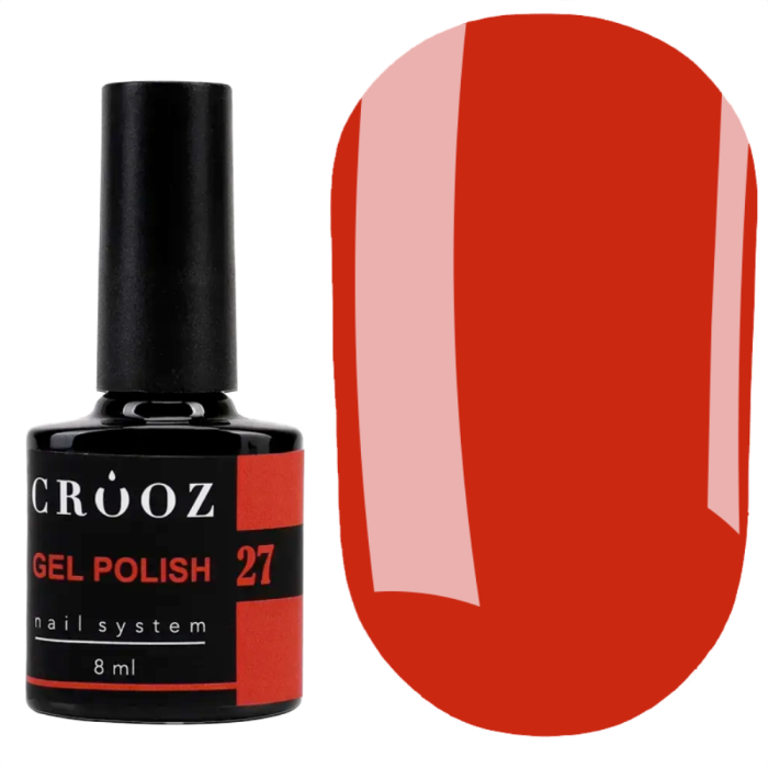 Гель лак Crooz Gel Polish №027, яскраво-червоний, 8 мл