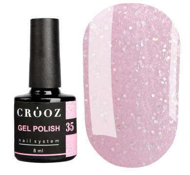 Гель лак Crooz Gel Polish №035, рожевий із шиммером, 8 мл