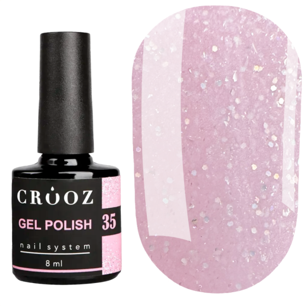 Гель лак Crooz Gel Polish №035, рожевий із шиммером, 8 мл